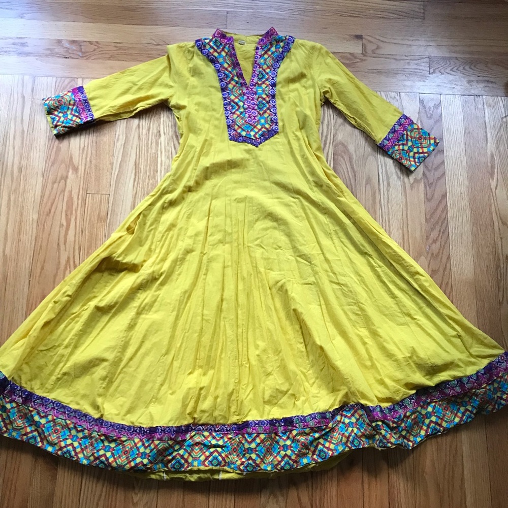 Yellow & Purple Anarkali Kurta